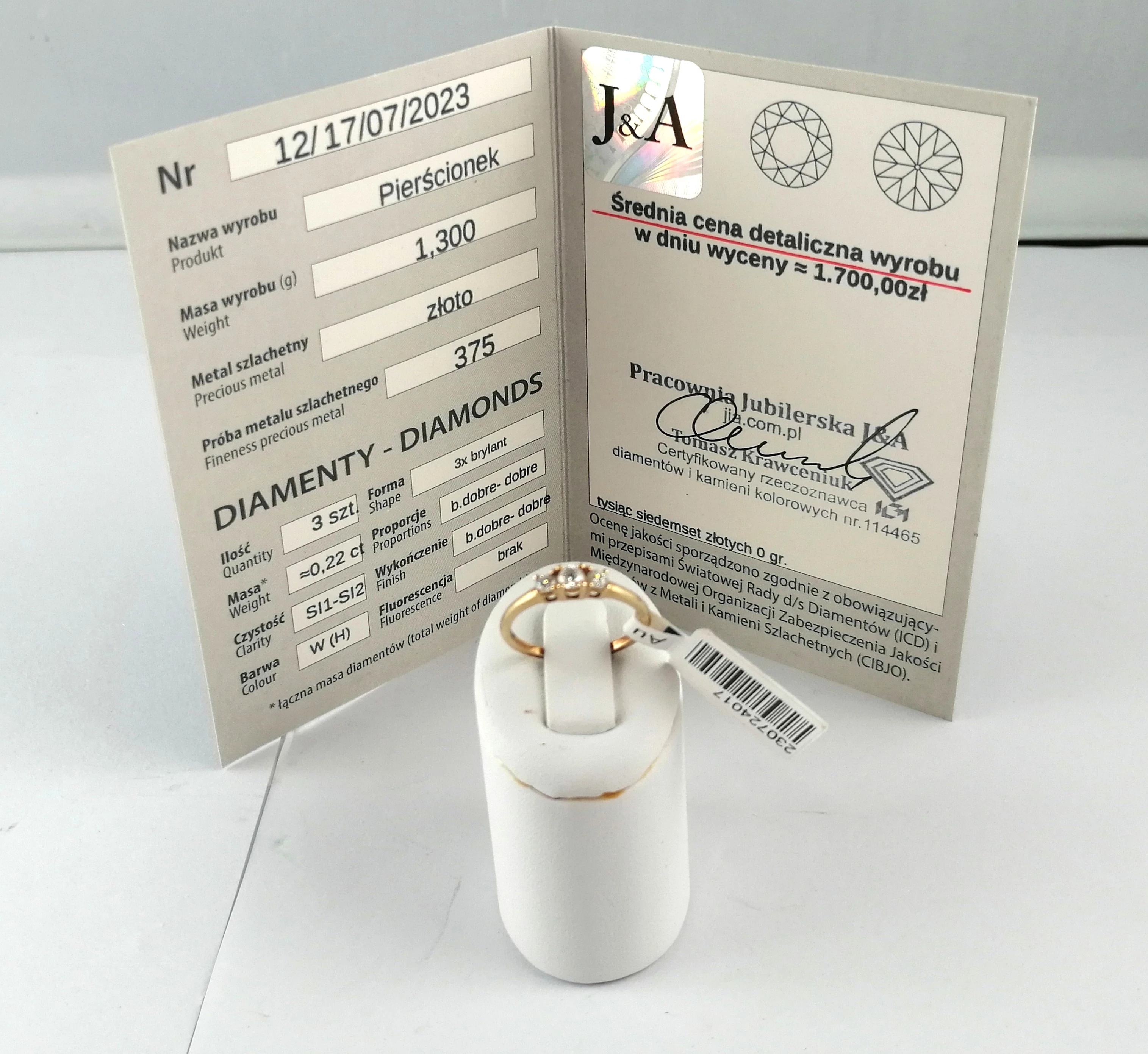 zloty-pierscionek-375-130g-brylanty-certyfikat-wyzwolenia-30-32-szczecin-rs