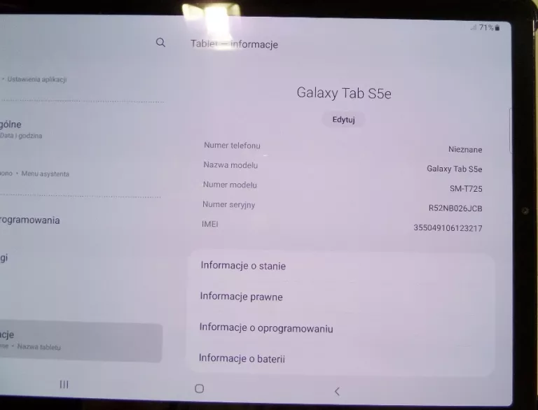 TABLET SAMSUNG GALAXY TAB S5 E
