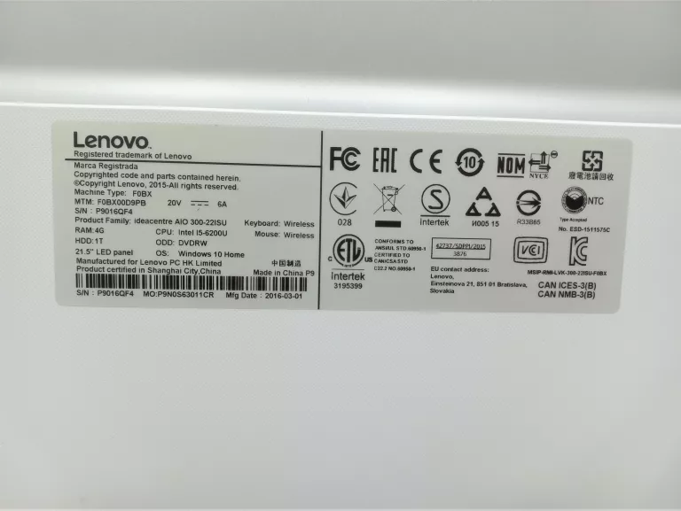 KOMPUTER LENOVO IDEACENTRE AIO 300-22ISU