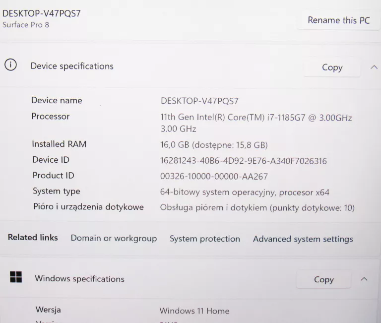 LAPTOP/TABLET SURFACE PRO 8
