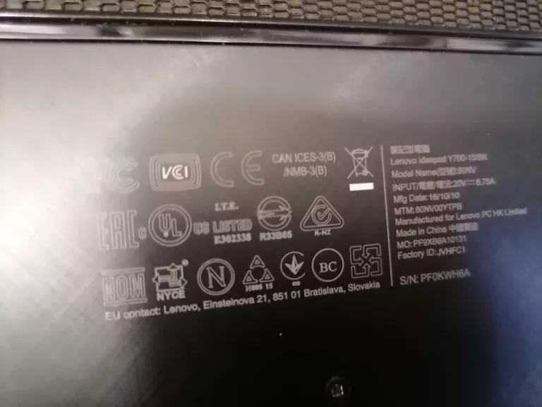 LAPTOP LENOVO IDEAPAD Y700-15ISK/I5/8GB RAM/WIN10