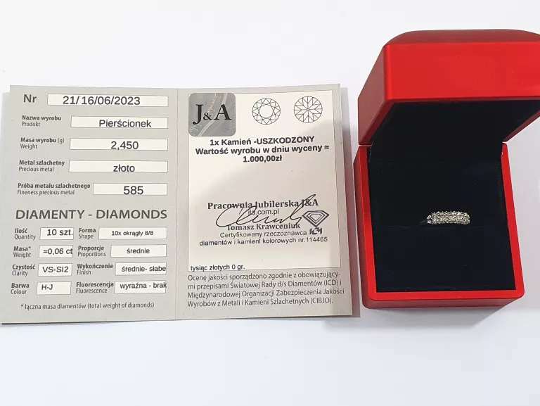 ZŁOTY ZARĘCZYNOWY PIERSCIONEK Z BRYLANTAMI