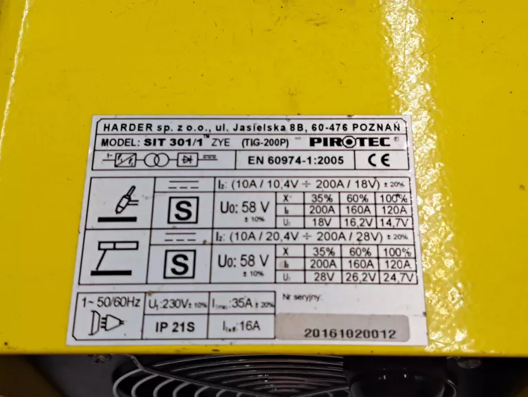 SPAWARKA INWERTOROWA PIROTEC SIT 301/1 MMA TIG