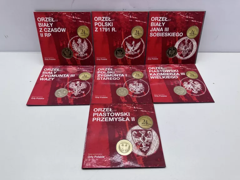 SERIA NUMIZMATÓW ORŁY POLSKIE ZESTAW 7SZT