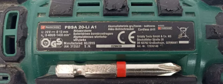 WKRĘTARKA PARKSIDE PBSA 20 LI A1