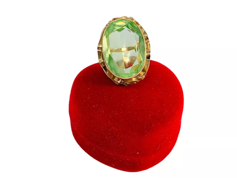 ZŁOTY PIERŚCIONEK SPINEL ZIELONY 585 W:11,39 R.19