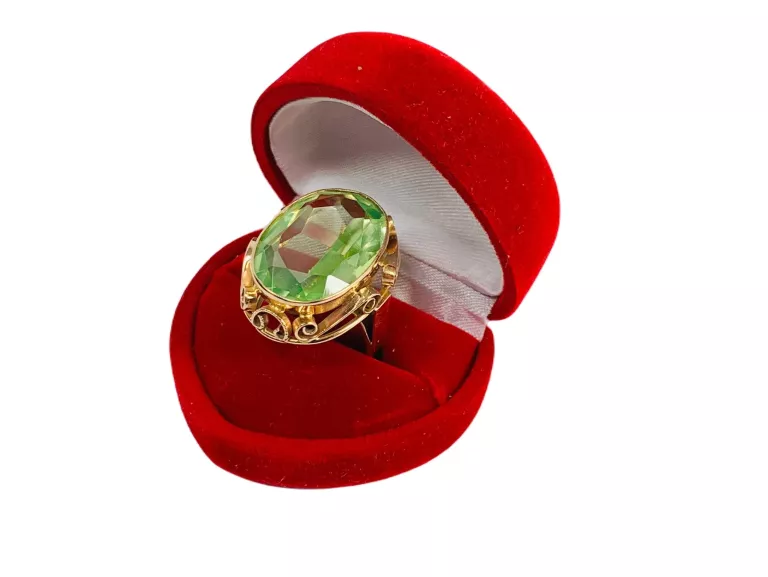 ZŁOTY PIERŚCIONEK SPINEL ZIELONY 585 W:11,39 R.19