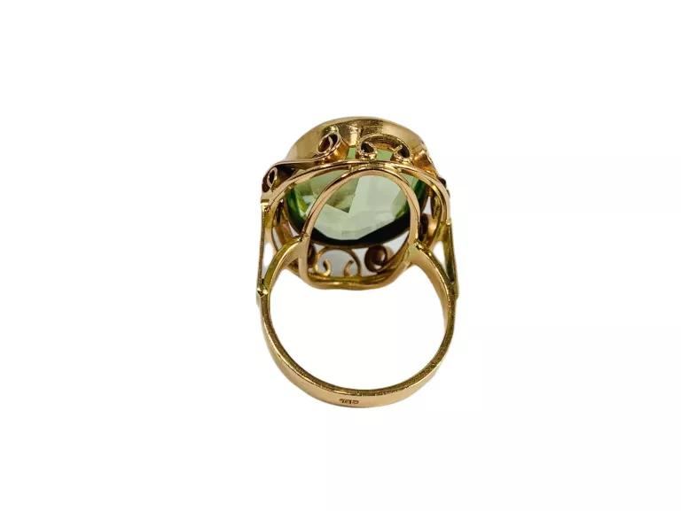 ZŁOTY PIERŚCIONEK SPINEL ZIELONY 585 W:11,39 R.19
