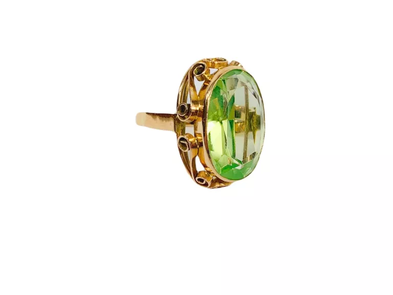 ZŁOTY PIERŚCIONEK SPINEL ZIELONY 585 W:11,39 R.19