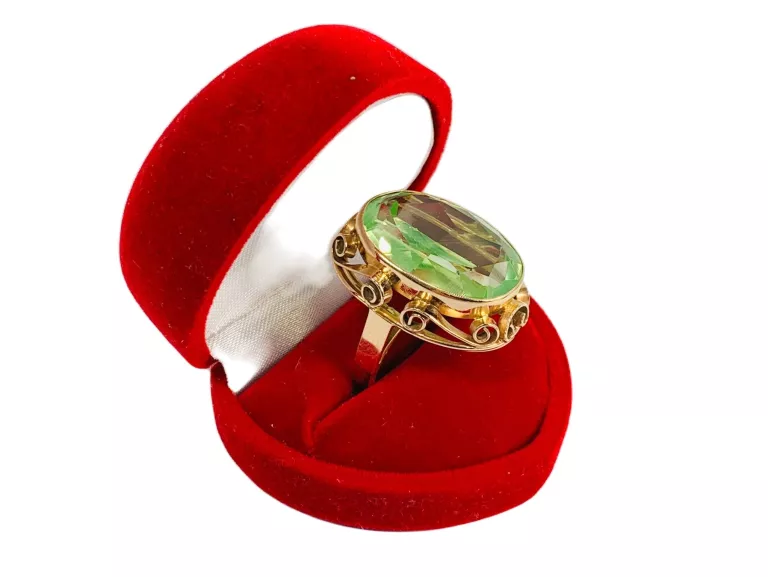 ZŁOTY PIERŚCIONEK SPINEL ZIELONY 585 W:11,39 R.19