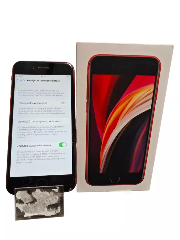 TELEFON IPHONE SE (2020) 128GB 81% RED PUDEŁKO