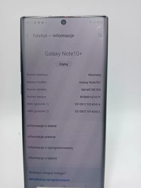 TELEFON SAMSUNG GALAXY NOTE 10+ 12/256 GB KOMPLET