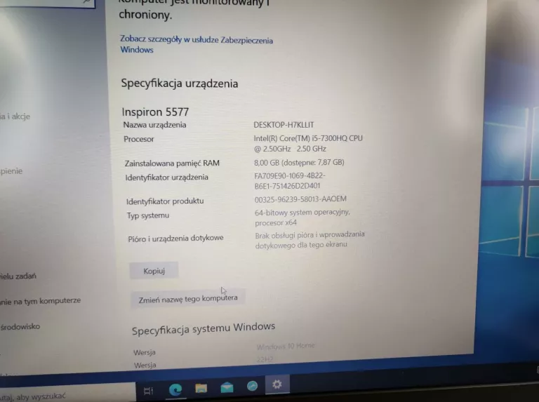DELL INSPIRON 15-5577 I5-7TH/8GB/256SSD/GTX1050