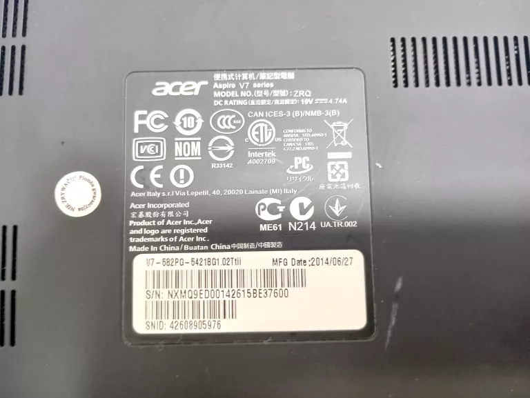 LAPTOP ACER ASPIRE V7-582PG/I5/8/256GB/SSD/GTX850