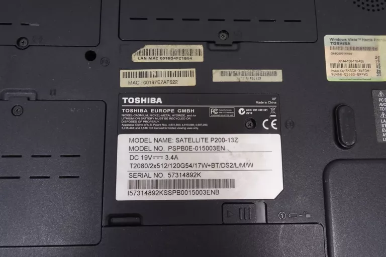 LAPTOP TOSHIBA SATELITE P200-13Z