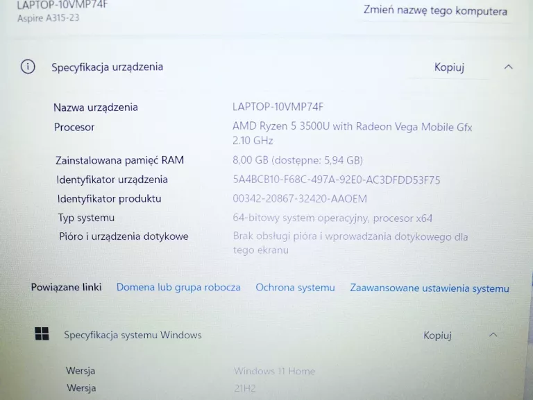 ACER ASPIRE 3 A315-23-R1AF R5 8GB 512GB SSD WIN11