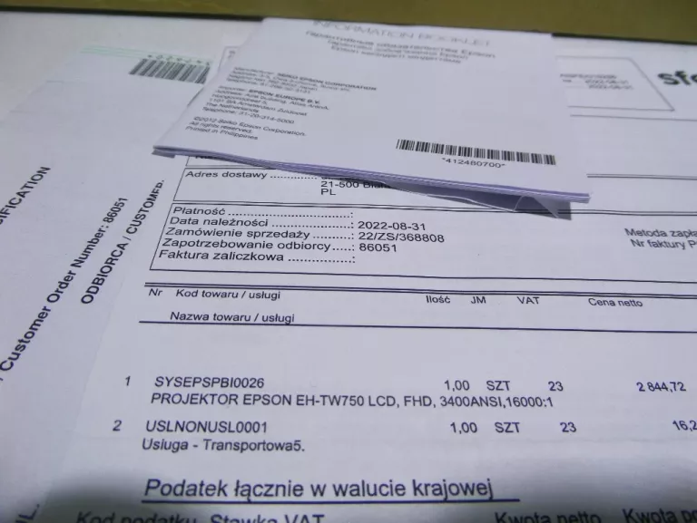 PROJEKTOR EPSON EH-TW750 STAN BARDZO DOBRY