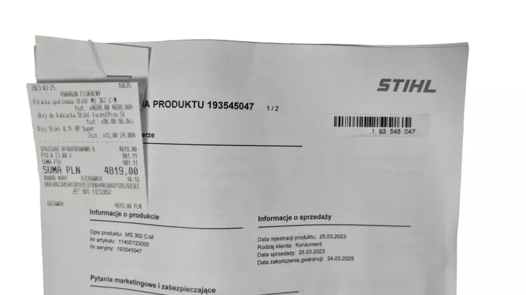 PILARKA STIHL MS 362 C-M 2022 +GW 03.2025