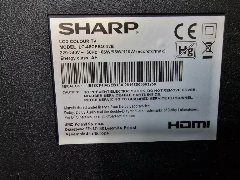 TELEWIZORY SHARP LC48CFE4042E 48" LED FULL HD