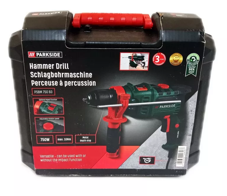 Parkside 750w Hammer Drill PSBM 750 B3 Ideal for Drilling Concrete