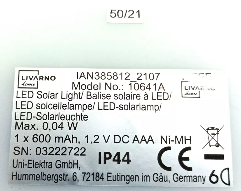LAMPKI SOLARNE LEDOWE LIVARNO LUX | Wbijane, solarne