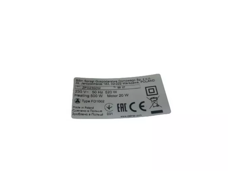 SUSZARKA ZELMER ZFD2350W