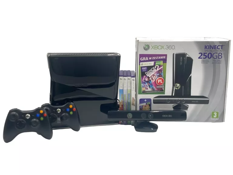 MICROSOFT XBOX 360 SLIM 250GB+ KINECT +2XPAD GRY