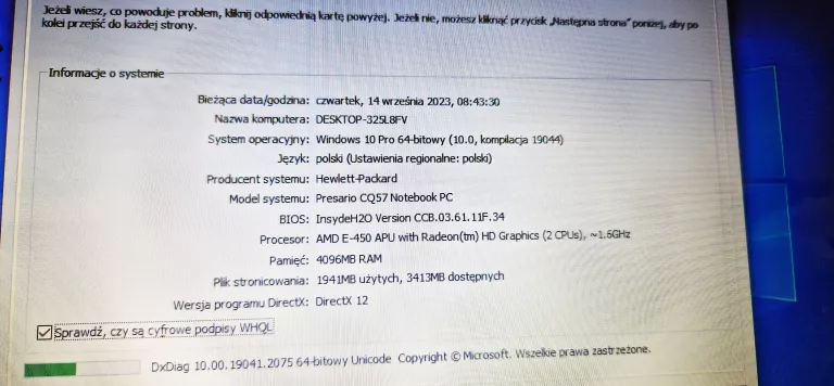 LAPTOP COMPAQ PRESARIO CQ57 4GB 500 GB *OPIS*