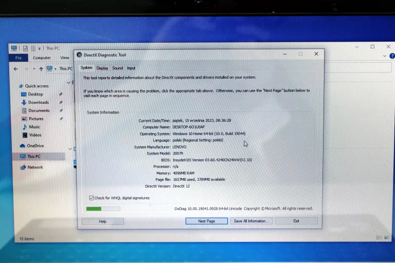 LAPTOP LENOVO G570 4/W10H/240/IC # USZKODZONY