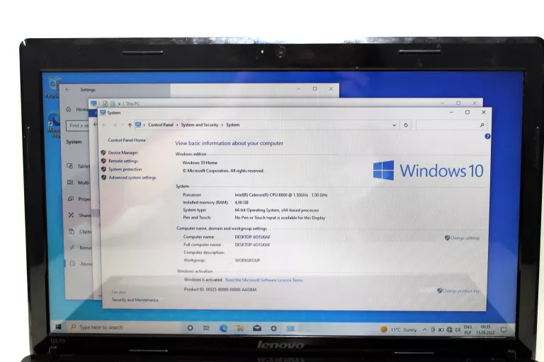 LAPTOP LENOVO G570 4/W10H/240/IC # USZKODZONY