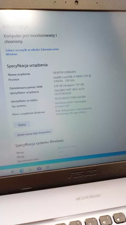 LAPTOP ASUS R541UA 15,6 " INTEL CORE I3 8 GB