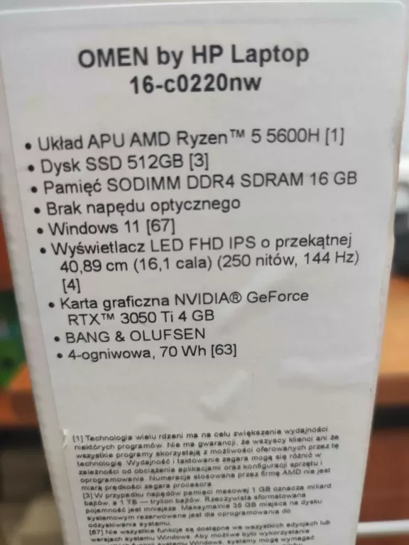 LAPTOP HP OMEN 16 KOMPLET