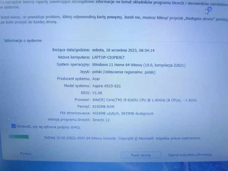 ACER ASPIRE 5 I5-8265U/8GB/512GB SSD/MX130