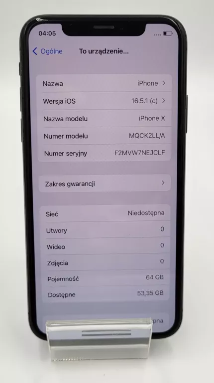 TELEFON APPLE IPHONE X 64GB BAT 82% MQCK2LL