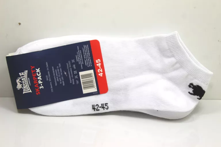 LONSDALE SNEAKER SKARPETY BIAŁE 3 PACK R. 42-45