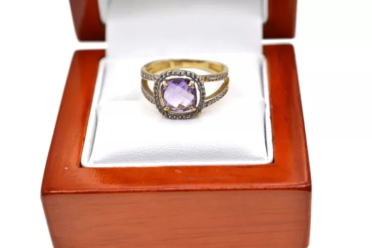 sliczny-zloty-pierscionek-14k-z-fioletowym-oczkiem-rozmiarsrednica-wew-mm-372-14