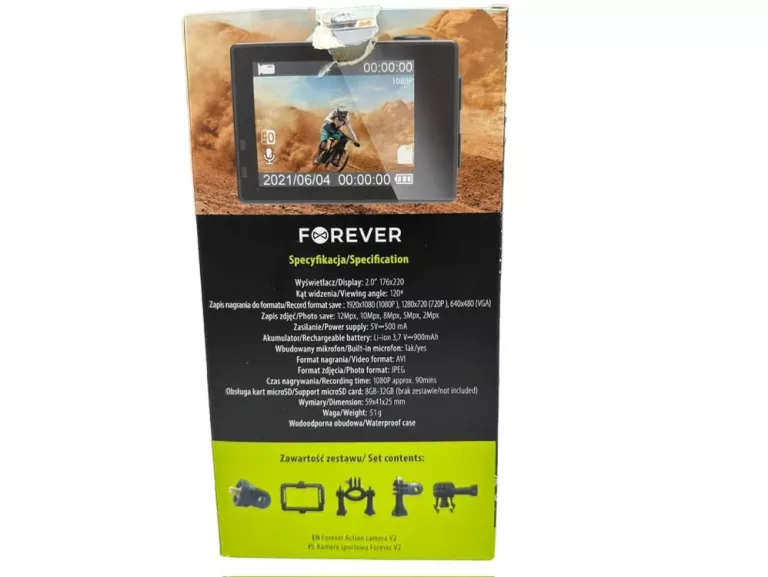 KAMERKA FOREVER ACTION KAMERA FULL HD KOMPLET