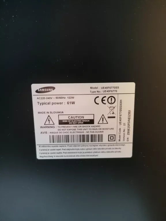TELEWIZOR SAMSUNG UE40F6770SS PILOOT
