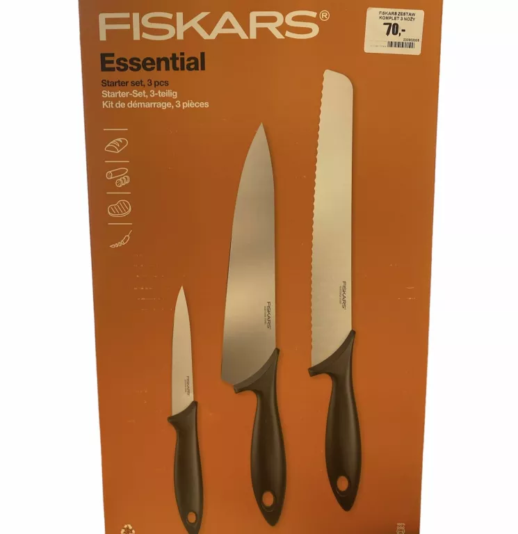 FISKARS ZESTAW KOMPLET 3 NOŻY KUCHENNYCH 1023784