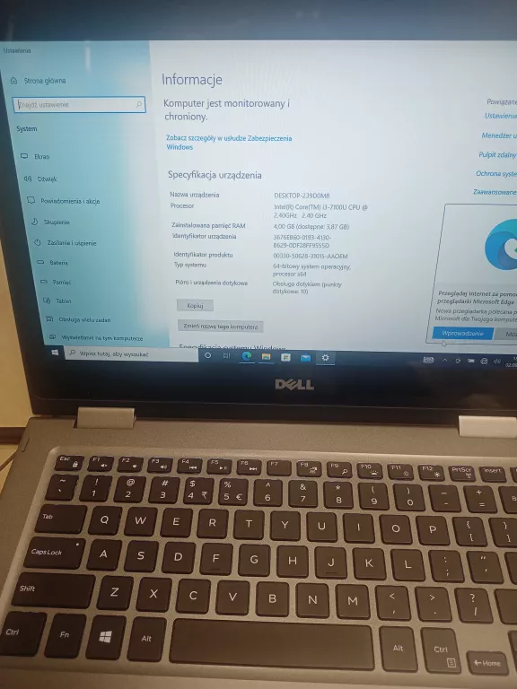 LAPTOP DELL INSPIRON 13  P69G 4GB/1TB /W10 DOTYK