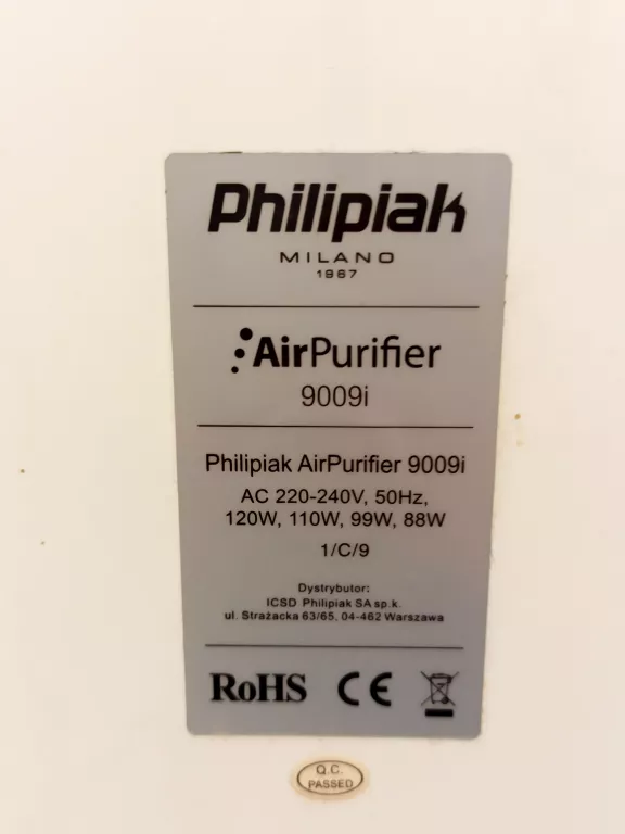 OCZYSZCZACZ POWIETRZA PHILIPIAK AIR PURIFIER 9009I