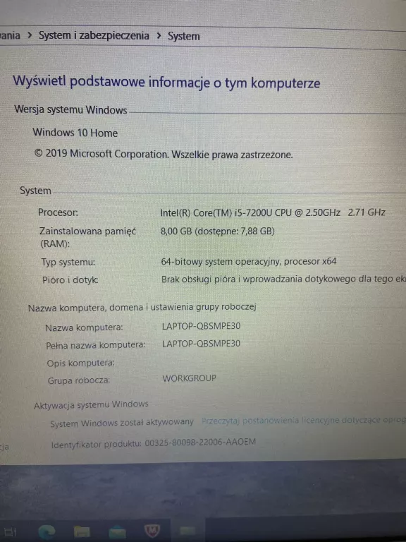 LAPTOP LENOVO R33B65 8GB 256GB SSD I5-7200 WIN 10