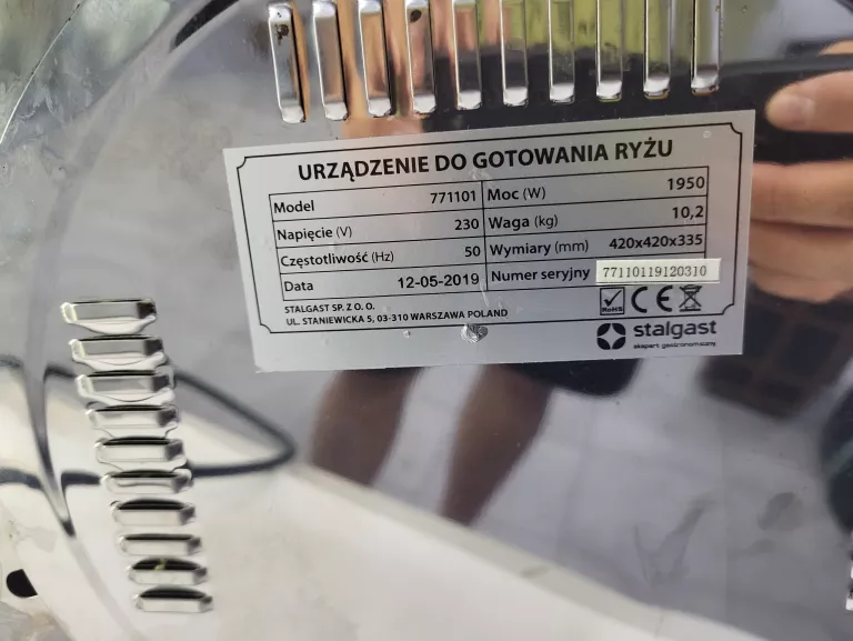 URZĄDZENIE DO GOTOWANIA RYŻU STALGAST 771101