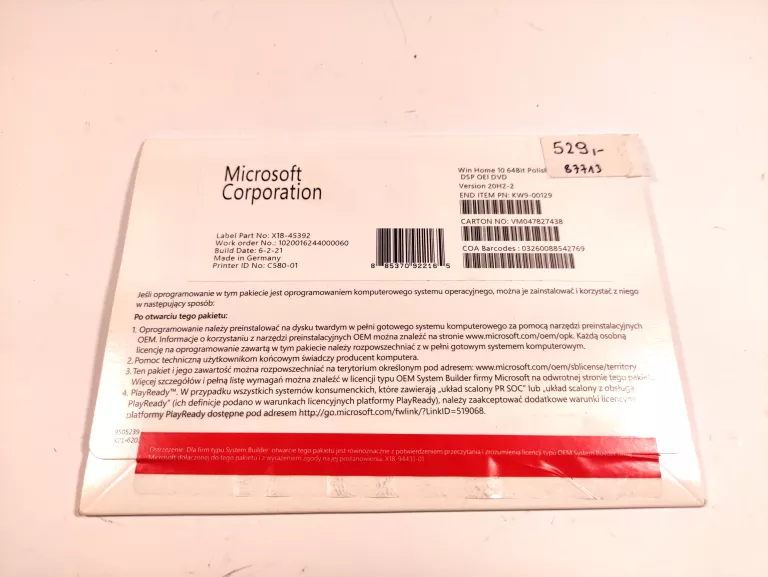SYSTEM MICROSOFT WINDOWS 10 HOME KOMPLET