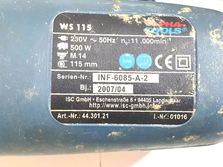 SZLIFIERKA KĄTOWA ALPHA TOOLS WS115