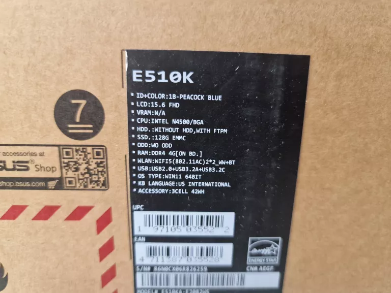 LAPTOP ASUS 510K 4/128GB IDEAŁ