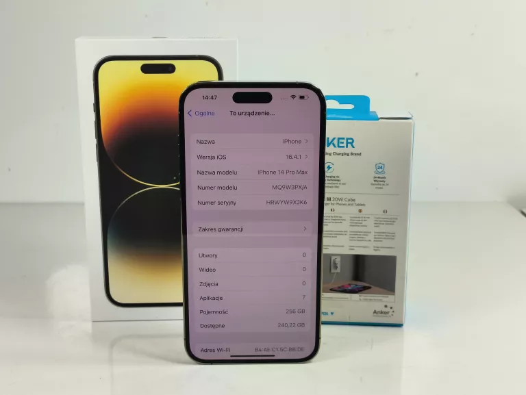 SMARTFON APPLE IPHONE 14 PRO MAX 6 GB / 256 GB ZŁOTY BATERIA 100%