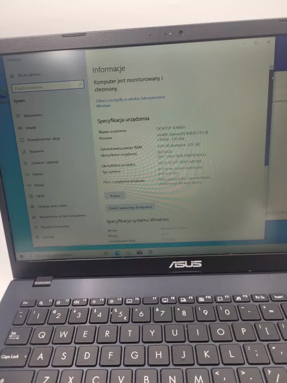 LAPTOP ASUS E510/4 GB/256GB SSD/INTEL CELERON/W10