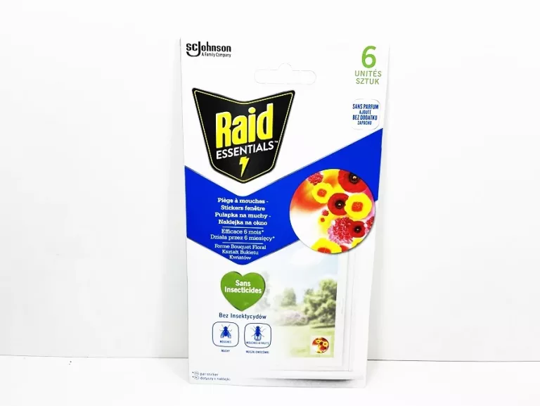 RAID PUŁAPKA NA MUCHY, NAKLEJKA NA OKNO 6 SZT.