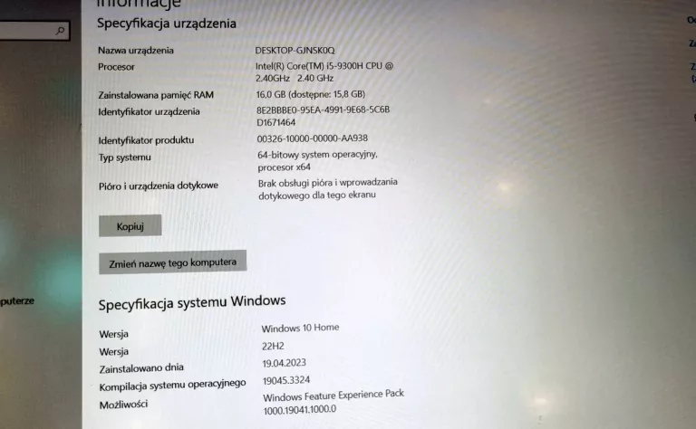 LAPTOP MSI GL65 9SC 16/512GB
